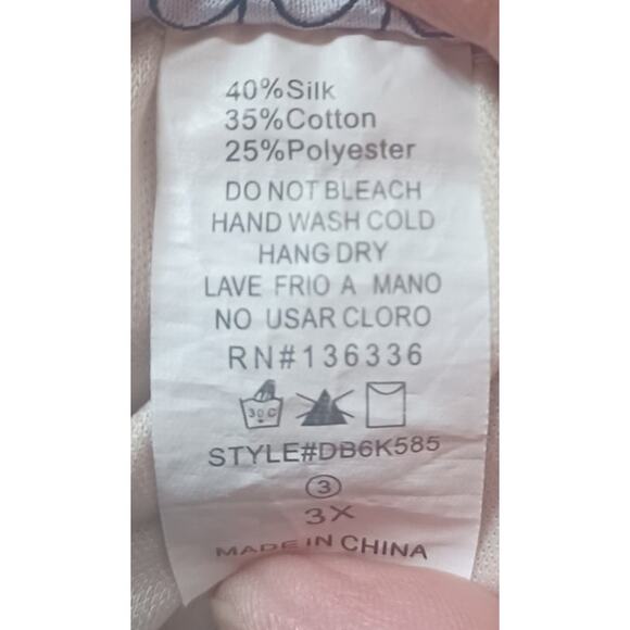 Deb Silk Blend Beige Floral Layered Mini Skirt Elastic Waist Lined Women's 3X - Picture 5 of 6